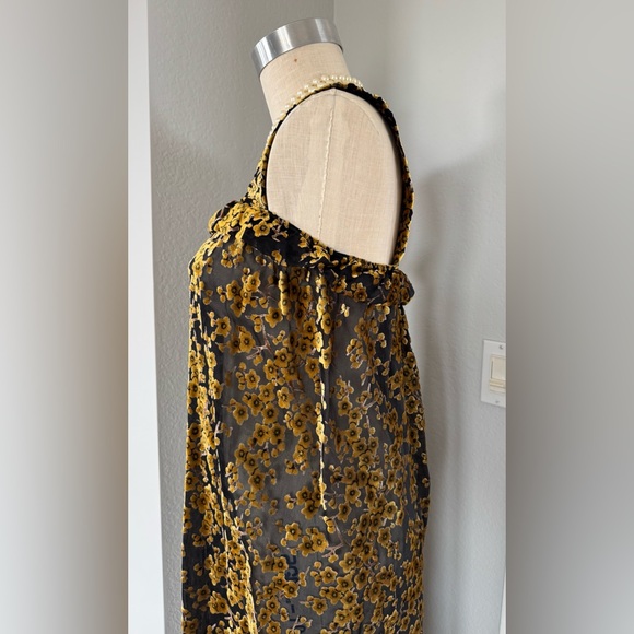 Homemade Cherry Blossom Velvet Sheer Dress Fits Large - Picture 7 of 11